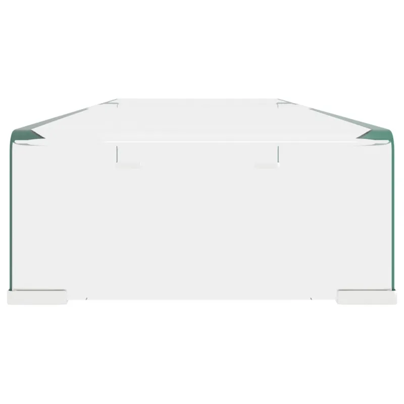TV stovas/monitoriaus pakyla, skaidrus stiklas, 90x30x13 cm