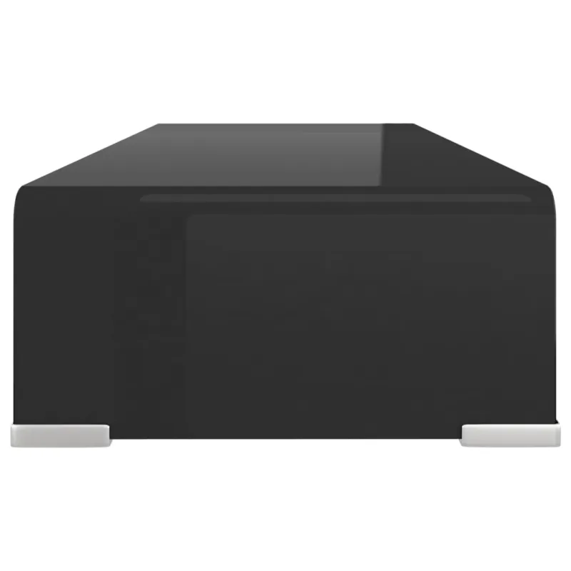 TV stovas/monitoriaus pakyla, juodas stiklas, 60x25x11 cm