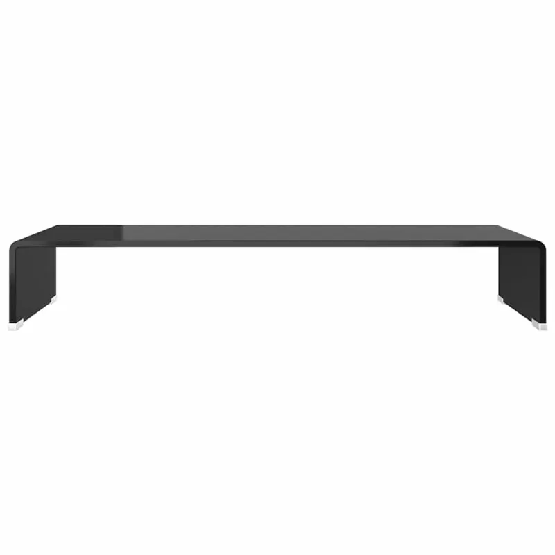 TV stovas/monitoriaus pakyla, juodas stiklas, 80x30x13 cm