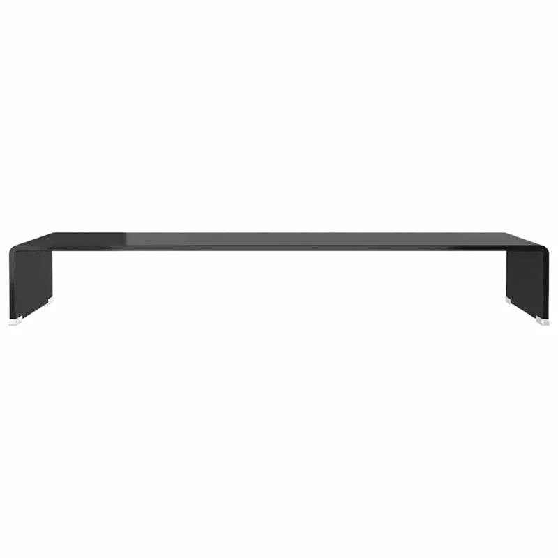 TV stovas/monitoriaus pakyla, juodas stiklas, 90x30x13 cm