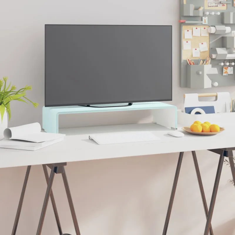 TV stovas/monitoriaus pakyla, žalias, 60x25x11cm, stiklas