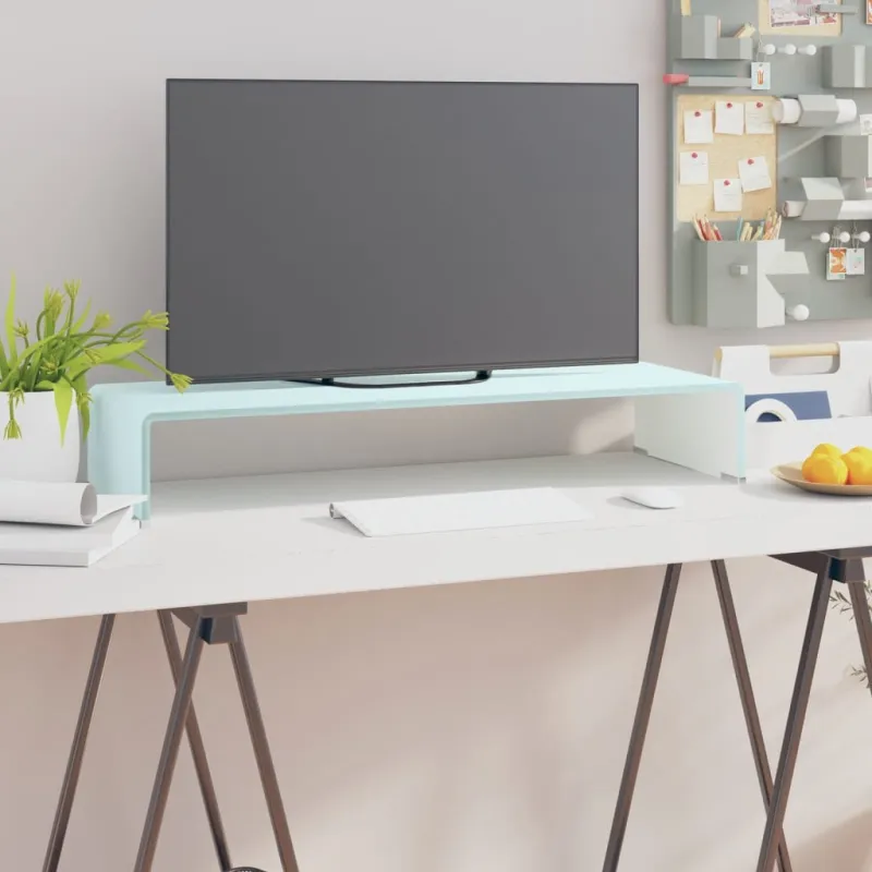 TV stovas/monitoriaus pakyla, žalias, 80x30x13cm, stiklas