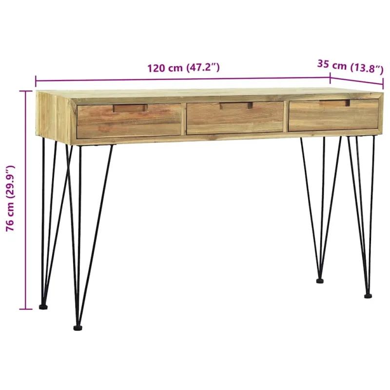 Konsolinis staliukas, 120x35x76cm, masyvus tikmedis