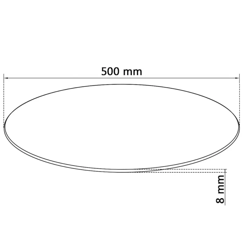 Stalviršis, grūdintas stiklas, apvalus, 500mm
