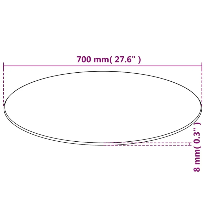 Stalviršis, grūdintas stiklas, apvalus, 700mm