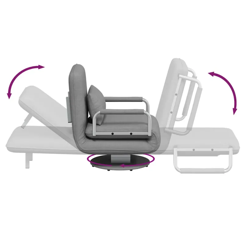 Supamoji kėdė ir sofa-lova, šviesiai pilka, audinys