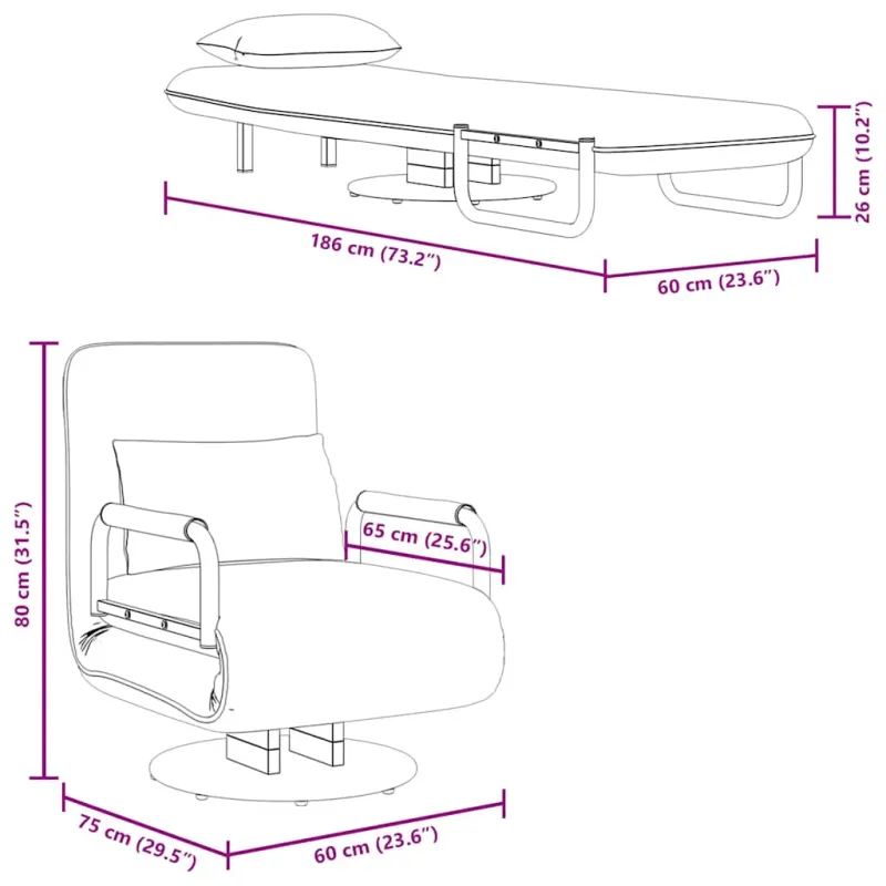 Supamoji kėdė ir sofa-lova, šviesiai pilka, audinys