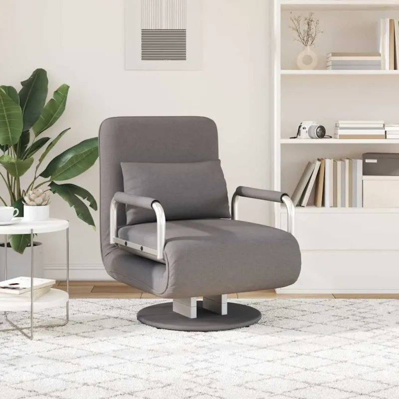 Supamoji kėdė ir sofa-lova, tamsiai pilka, audinys