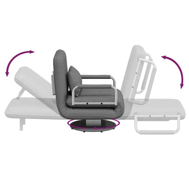 Supamoji kėdė ir sofa-lova, tamsiai pilka, audinys