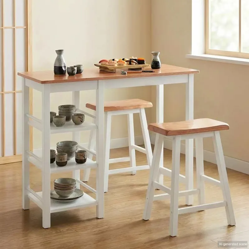 Baro baldų rinkinys, 3 dalių, medienos plokštė (MDF), baltas