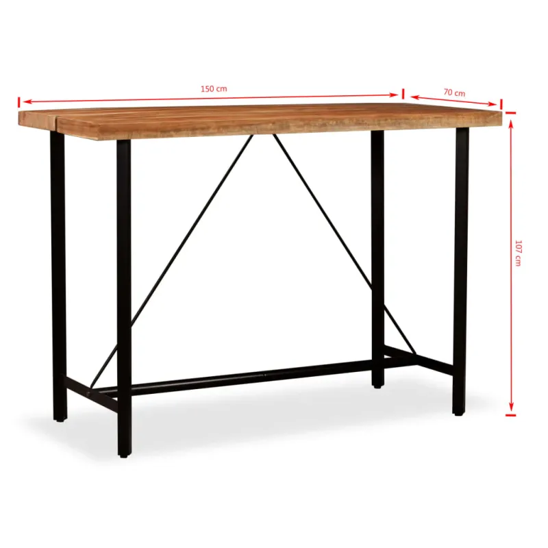 Baro stalas, akacijos mediena, 150x70x107 cm