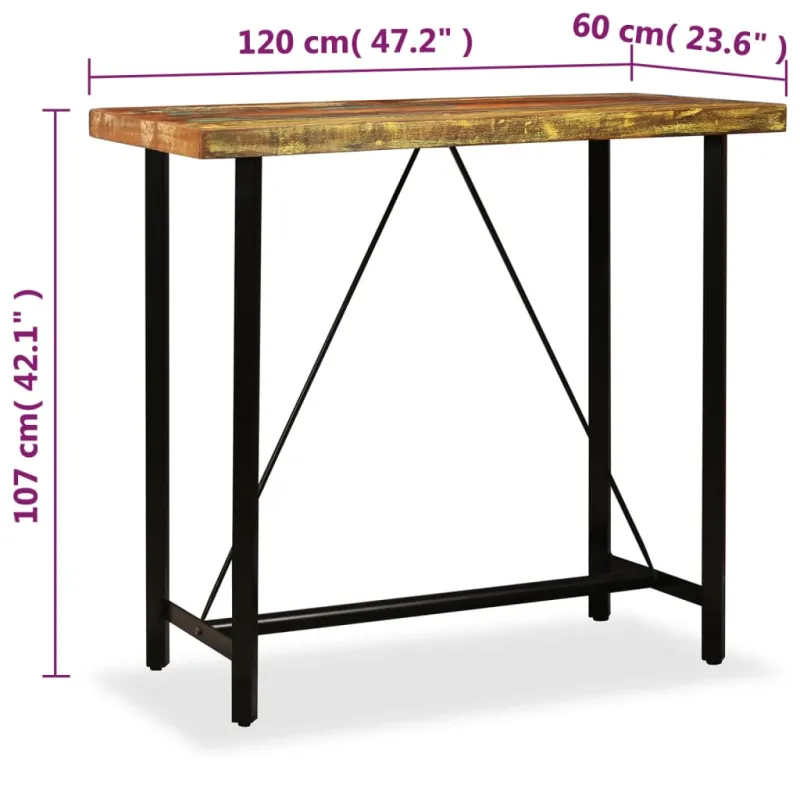 Baro stalas, perdirbta mediena, 120x60x107cm