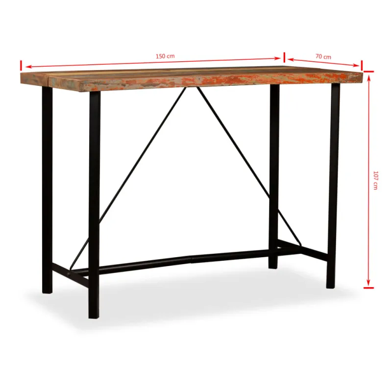 Baro stalas, perdirbta mediena, 150x70x107cm