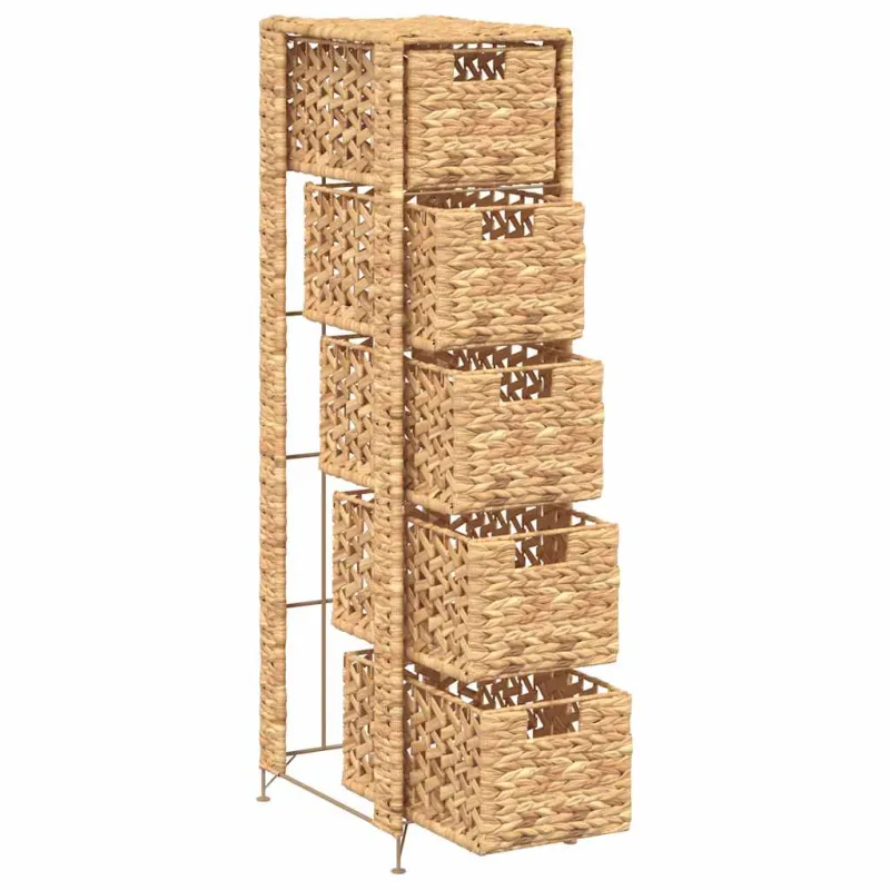 Komoda su 5 krepšiais, 25,5x37x100cm, vandens hiacintas