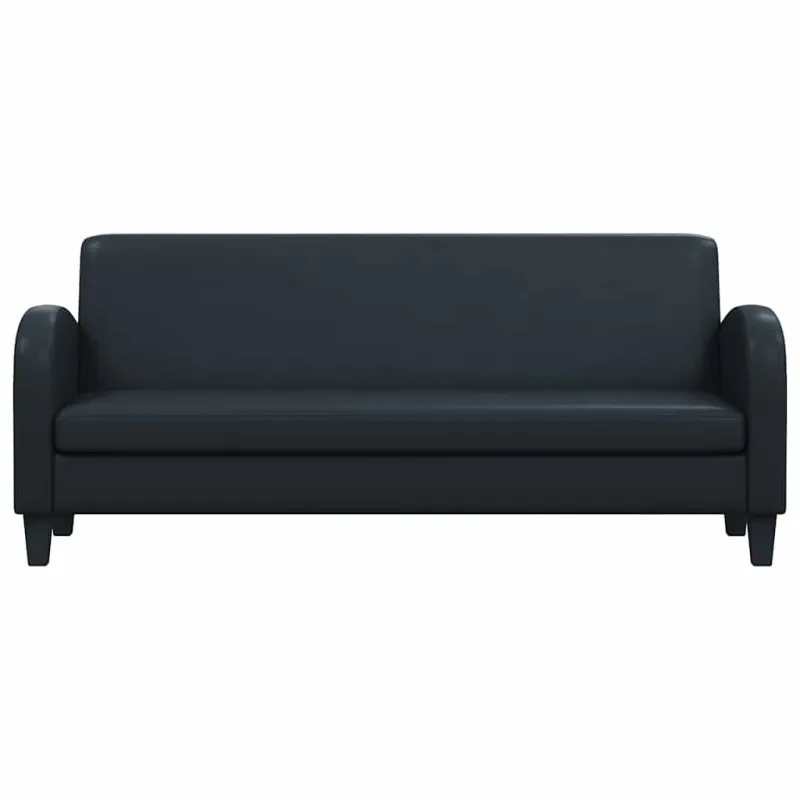 Trivietė sofa, dirbtinė oda, juoda