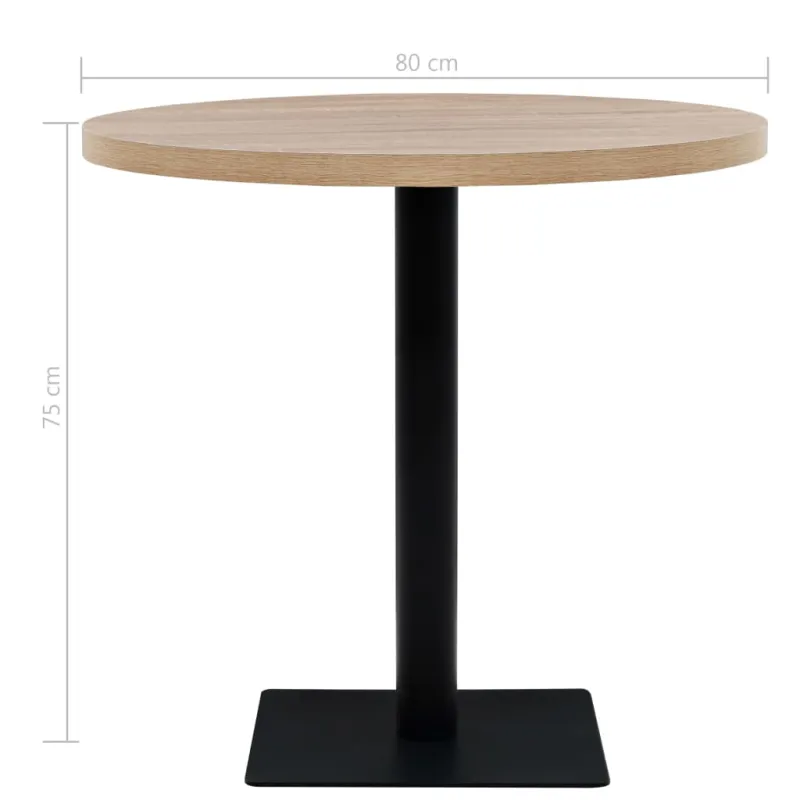 Bistro staliukas, MDF ir plienas, apvalus, 80x75cm, ąžuolo sp.