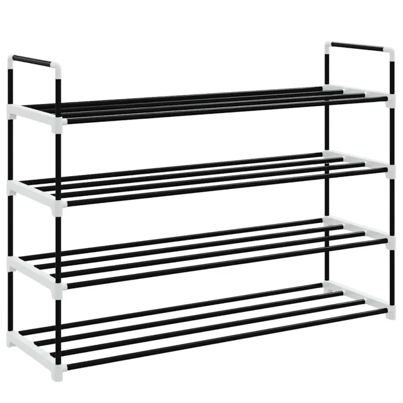 Stovas batams, 4 lentynos, metalas ir plastikas, juodas