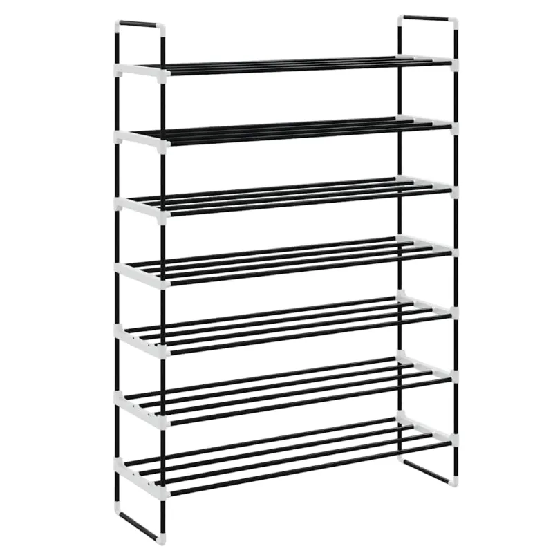 Stovas batams, 7 lentynos, metalinis ir plastikinis, juodas