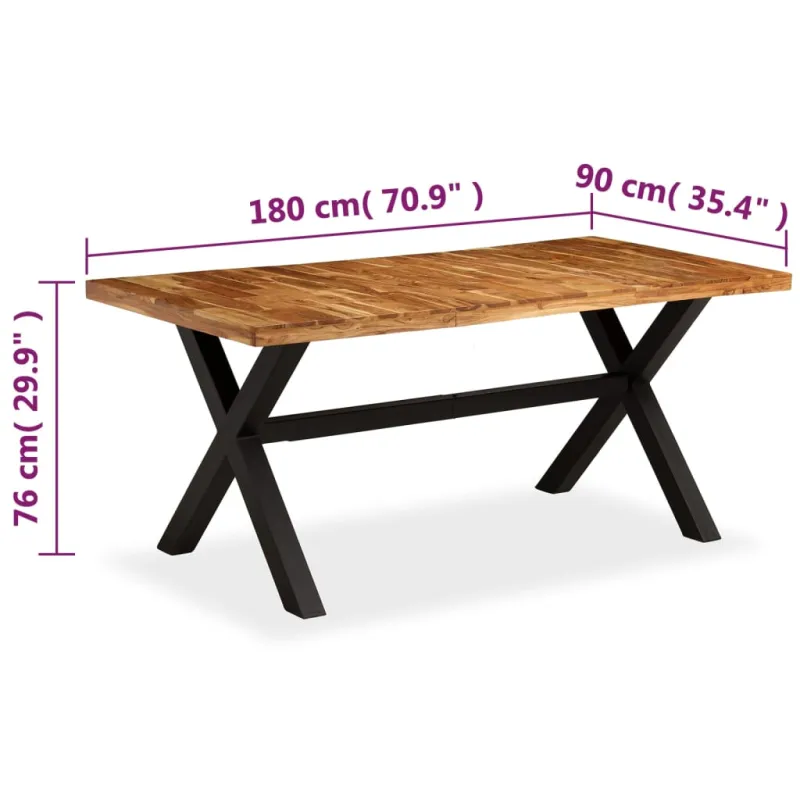 Valgomojo stalas, akacijos ir mango mediena, 180x90x76cm
