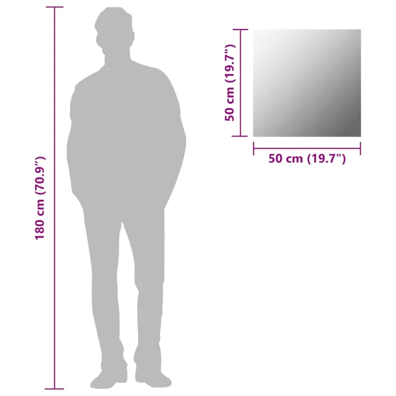 Sieninis veidrodis, 50x50cm, kvadratinis, stiklas