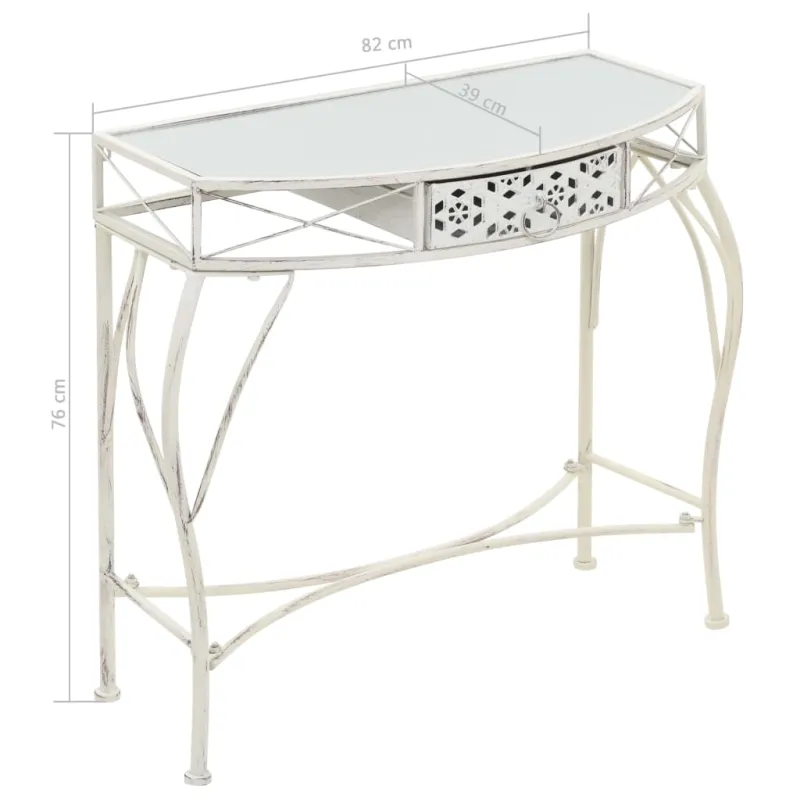 Šoninis staliukas, baltas, 82x39x76cm, metalas, prancūziškas