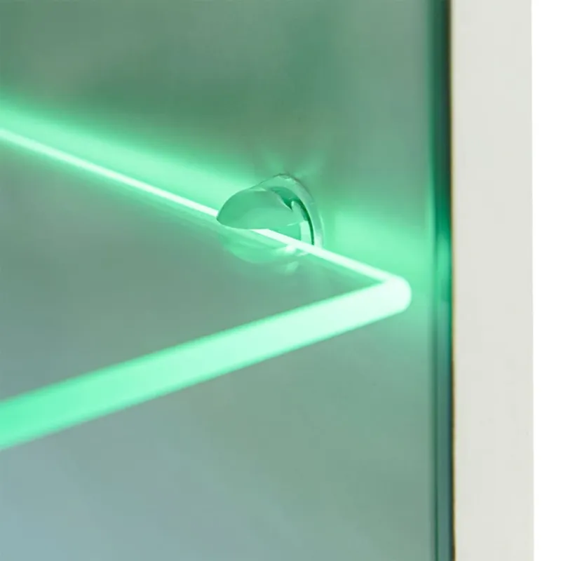 Sieninė TV sekcija su LED šviesomis, 5d., blizgi balta