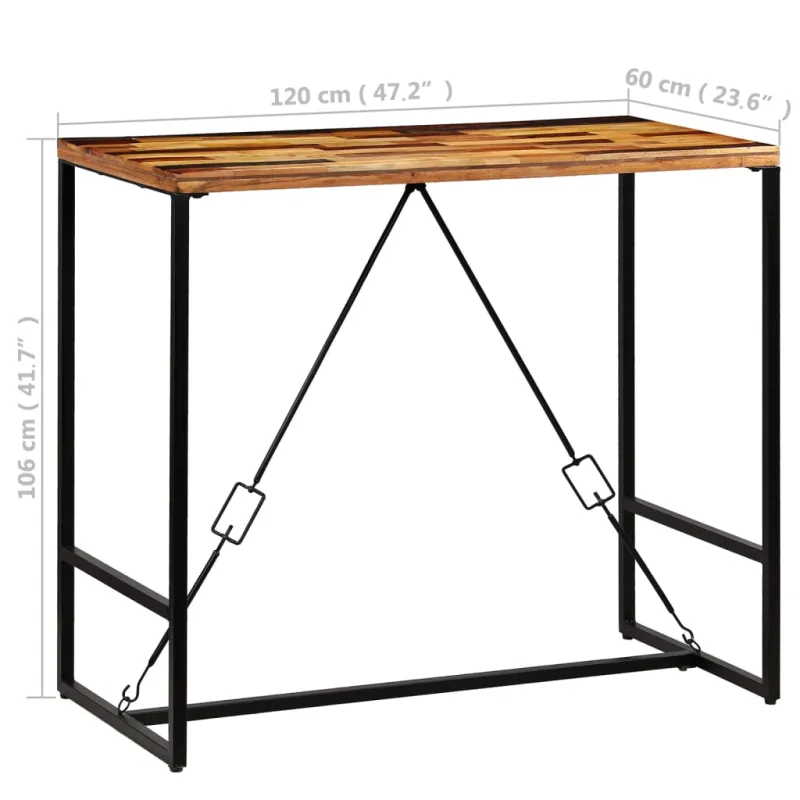 Baro stalas, perdirbta mediena, 120x60x106cm
