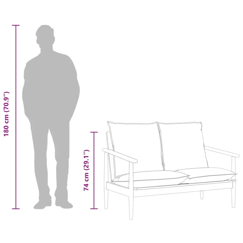 Dvivietė sofa, tikra oda ir akacijos mediena, ruda