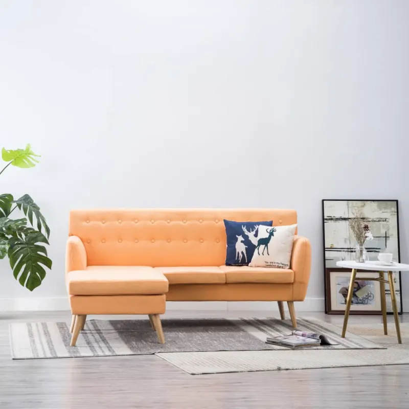 L-formos sofa, aud. apmušal., 171,5x138x81,5cm, oranžinė