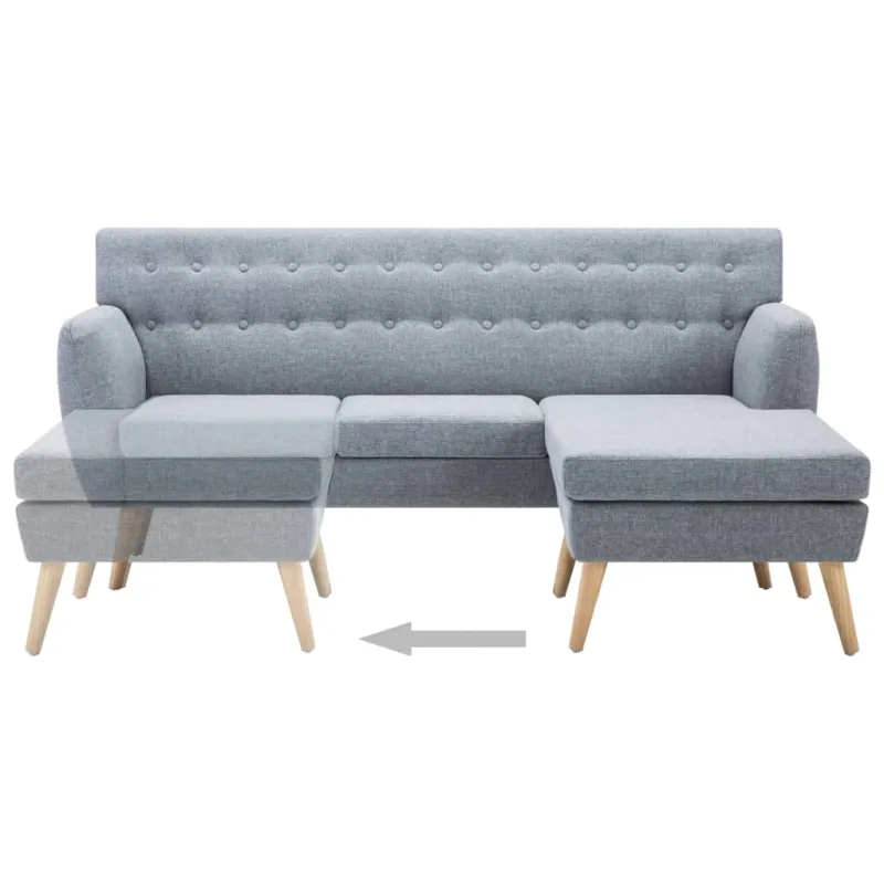 L-formos sofa, aud. apmušal., 171,5x138x81,5cm, šviesiai pilka