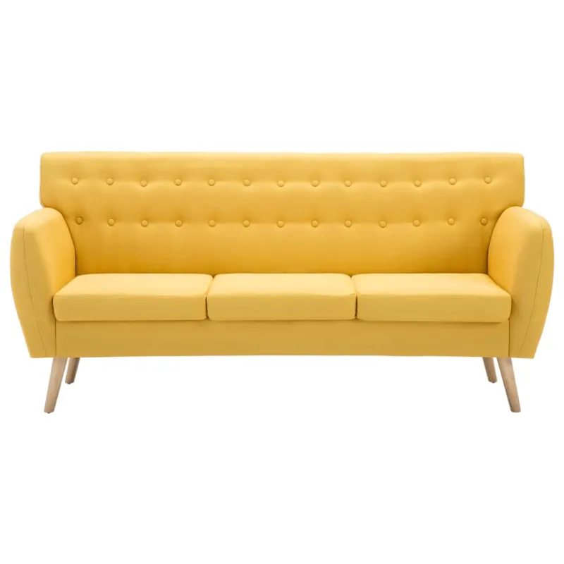 Trivietė sofa, audinio apmušalas, 172x70x82cm, geltona