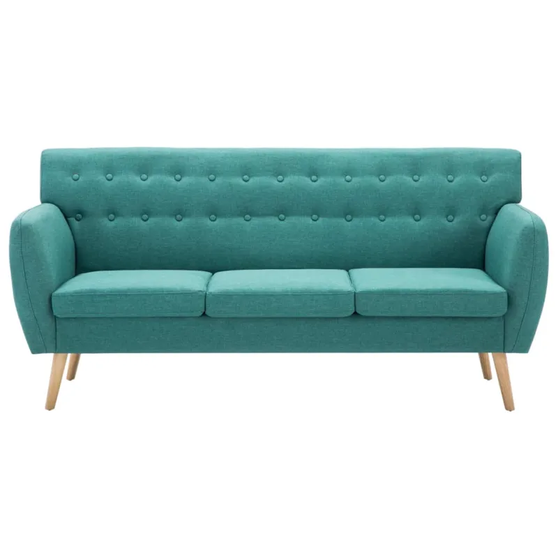 Trivietė sofa, audinio apmušalas, 172x70x82cm, žalia