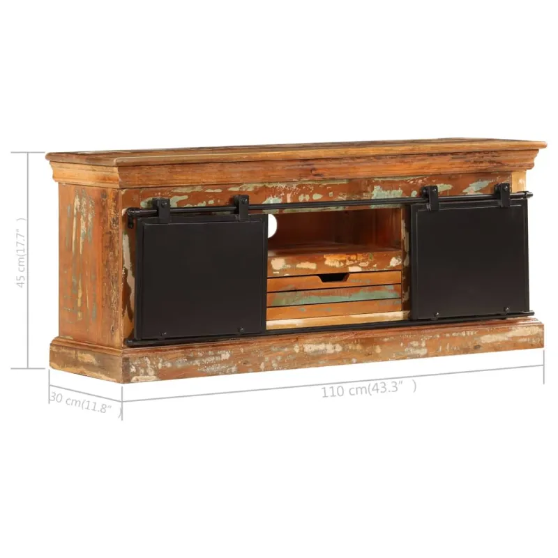 TV spintelė, 110x30x45cm, perdirbtos medienos masyvas