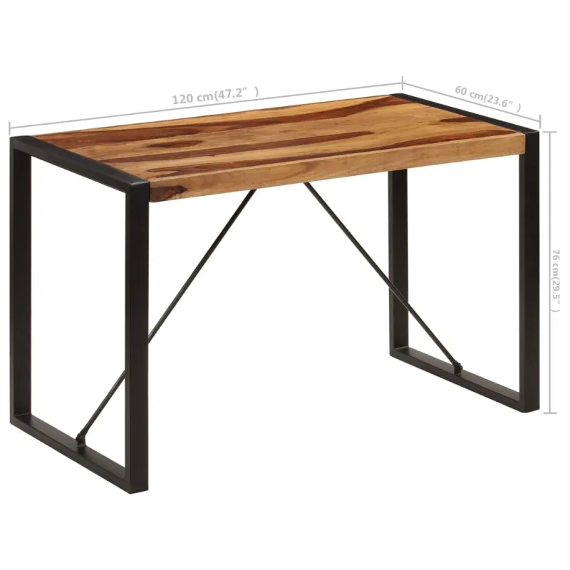 Valgomojo stalas, 120x60x76 cm, rausv. dalb. medienos masyvas