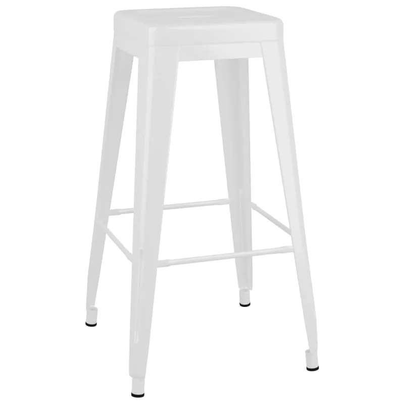 Baro taburetės, 2vnt., baltos spalvos, metalas, sukraunamos