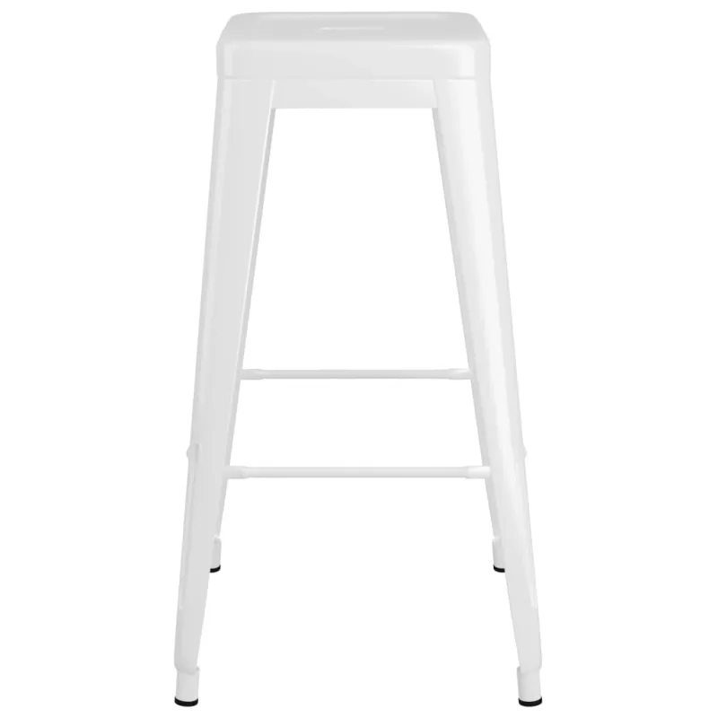 Baro taburetės, 2vnt., baltos spalvos, metalas, sukraunamos