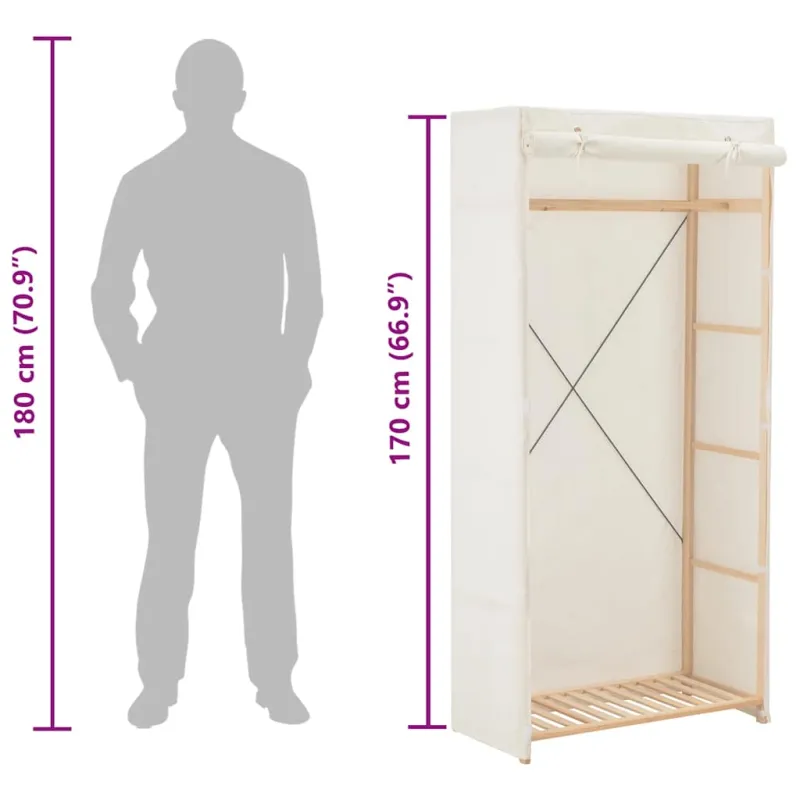 Drabužių spinta, baltos sp., 79x40x170cm, audinys