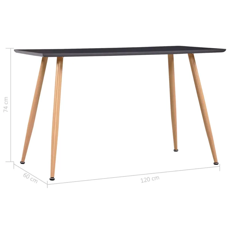 Valgomojo stalas, pilkos ir ąžuolo spalvos, 120x60x74cm, MDF