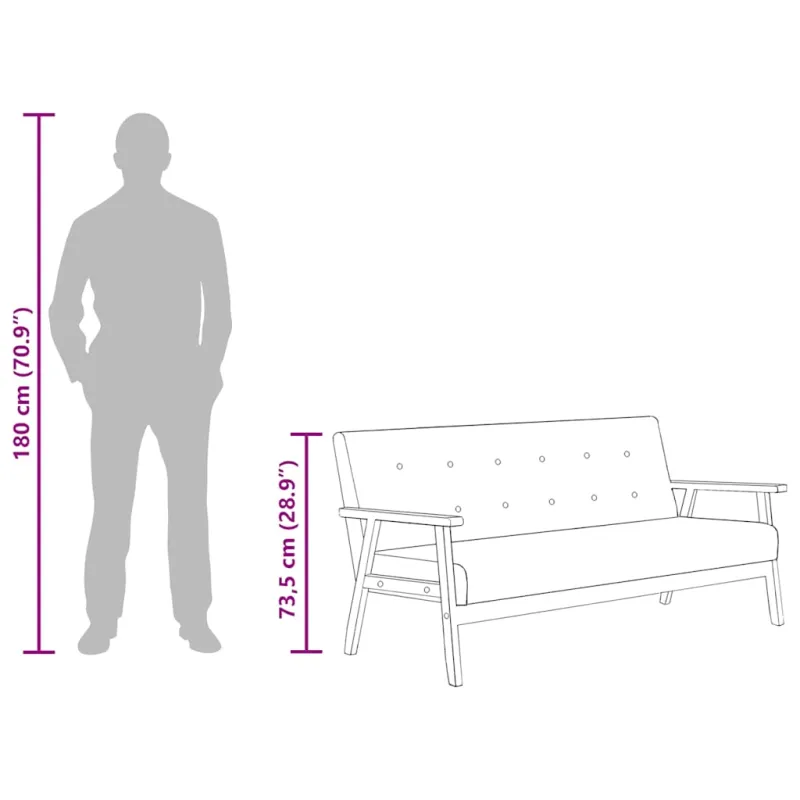 Trivietė sofa, juodos spalvos, dirbtinė oda