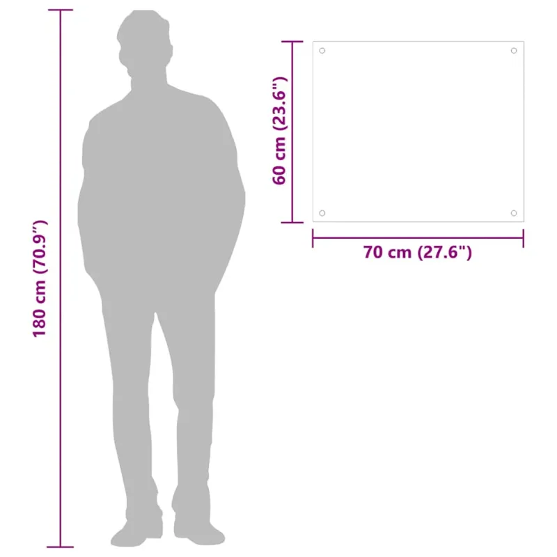 Virtuvės sienelė, pieno spalvos, 70x60cm, grūdintas stiklas