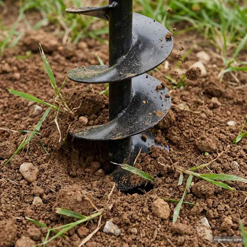 Plieninis 12 cm Žemės Grąžtas su Rankena ir Ilgintuvais, 13 m
