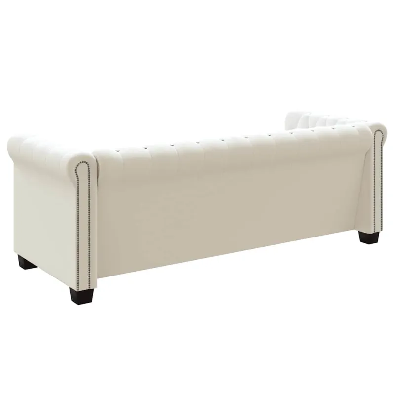 Chesterfield dvivietė ir trivietė sofos, baltos, dirbtinė oda