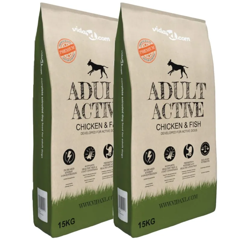 Sausas maistas šunims, Adult Active Chicken & Fish, 2vnt., 30kg
