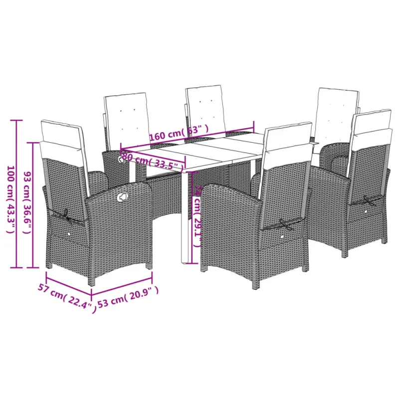 Sodo komplekti, 7 osaa, pehmusteet, hiekka, polyrattani