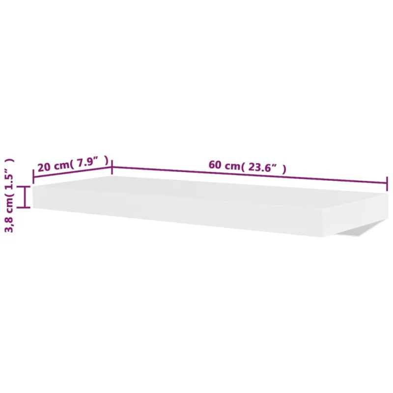 Sieninės lentynos, 4vnt., baltos, 60 cm