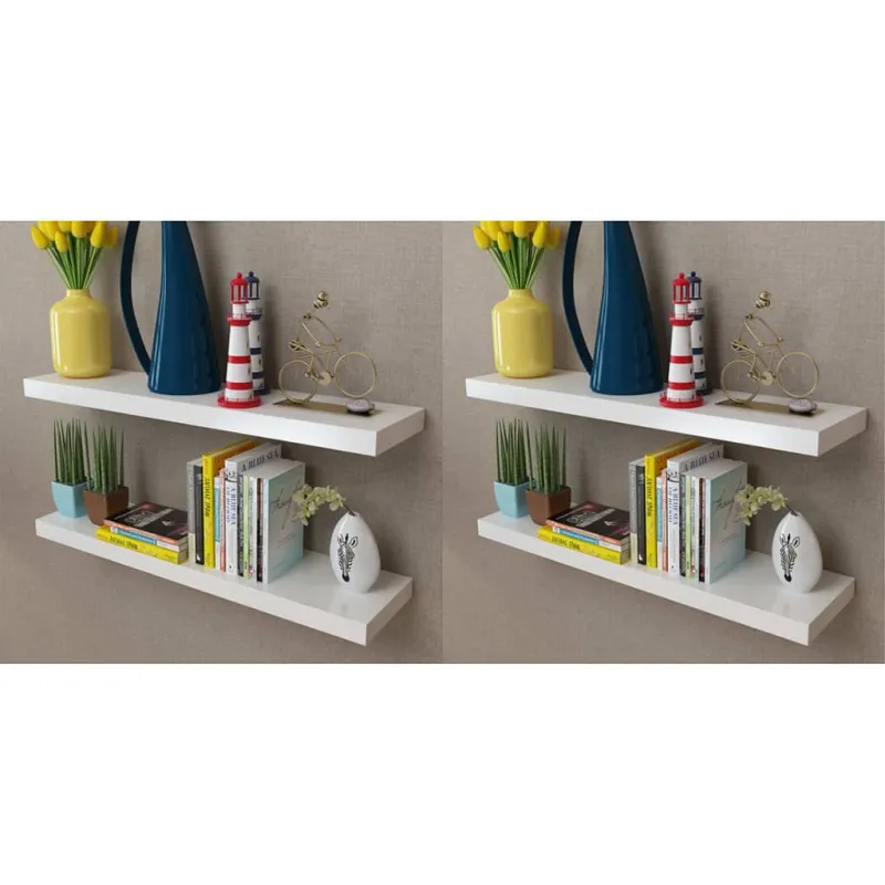 Sieninės lentynos, 4vnt., baltos, 80 cm