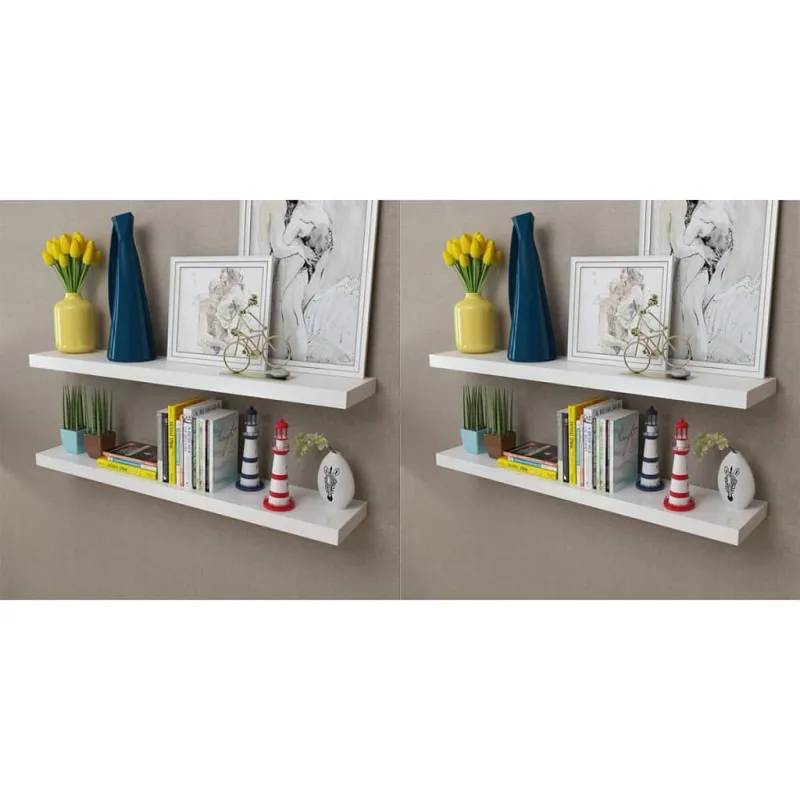 Sieninės lentynos, 4vnt., baltos, 100 cm