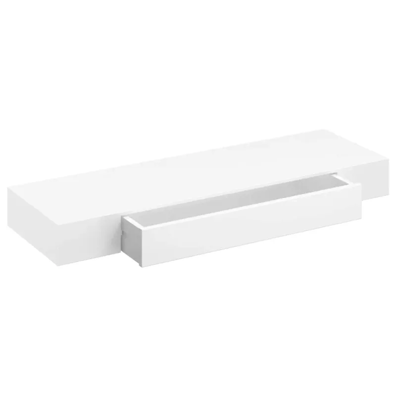 Pakabin. sien. lentynos su stalčiais, 2vnt., baltos, 80cm