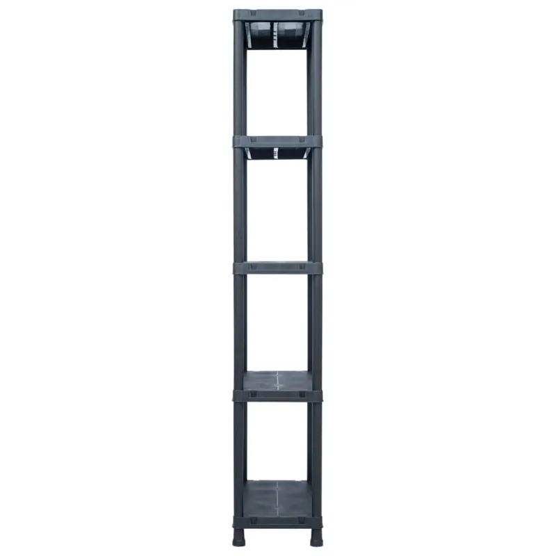 Sandėliavimo lentynos, 5vnt., juod., 60x30x180cm, plast., 125kg