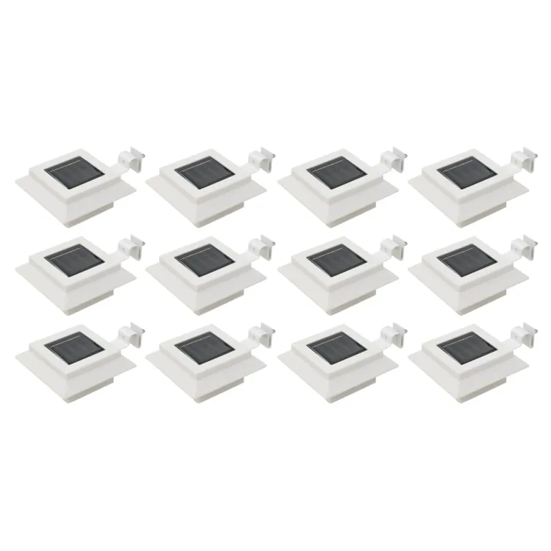 Saul. en. įkr. LED lauko švies., 12vnt., balt. sp., 12cm, kvad.